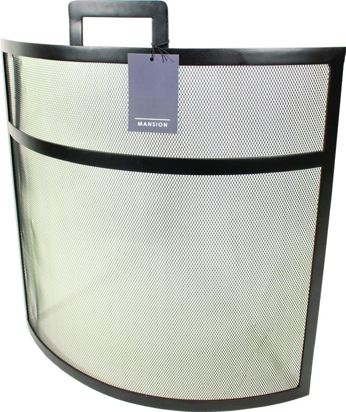 Black Curved Fire Screen with handle